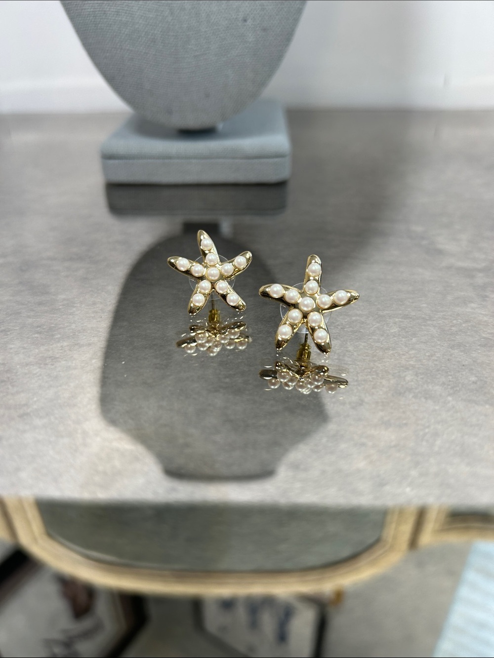 Park Lane “Sandy” Gold Starfish Earrings with Pearl Accents